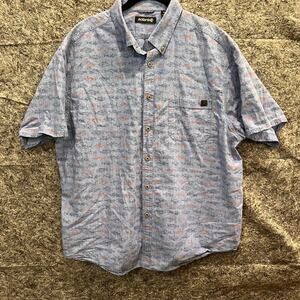 Solaris Shirt Men’s XL Blue Fish All Over Design Short Sleeve Fishing Camp Shirt